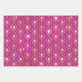 Pink & Purple Unicorn & Gold Ornamental ラッピングペーパーシート (正面3)