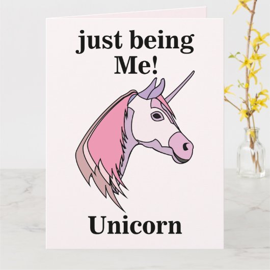 Pink Purple Unicorn Head カード (黄色い花)