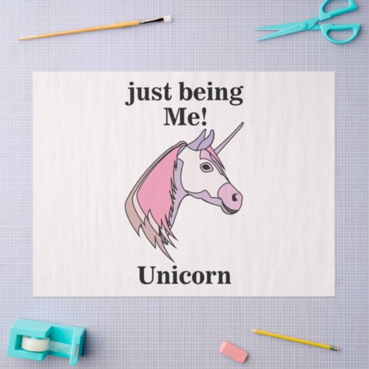 Pink Purple Unicorn Head 薄葉紙 (クラフト)