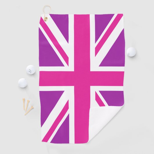 Pink & Purple Union Jack/Flag ゴルフタオル (インサイチュ)