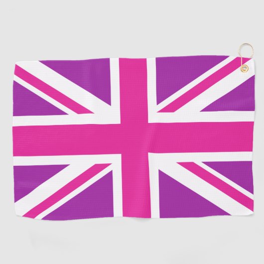 Pink & Purple Union Jack/Flag ゴルフタオル (横)