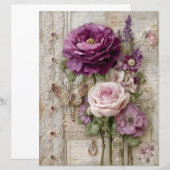 Pink Purple Vintage Junk Journal Scrapbook Paper (正面/裏面)