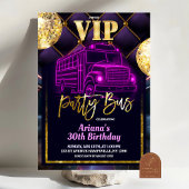 Pink Purple VIP Party Bus Invitation 招待状