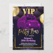 Pink Purple VIP Party Bus Invitation 招待状 (正面)
