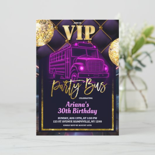 Pink Purple VIP Party Bus Invitation 招待状 (スタンド正面)