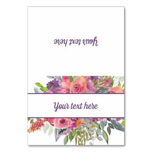 Pink Purple Watercolor Floral  テーブルナンバー (正面)