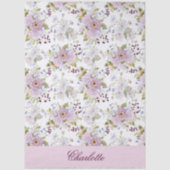 Pink Purple Watercolor Wildflowers Monogram 薄葉紙 (正面)