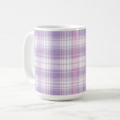 PINK PURPLE WHITE EASTER PLAID PATTERN コーヒーマグカップ (正面左)