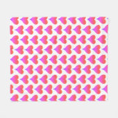 Pink Purple White Ombre Hearts Pattern フリースブランケット (正面(横))