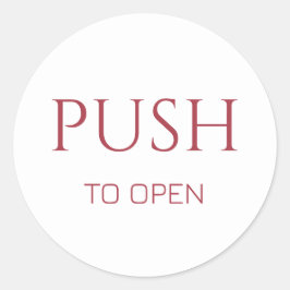 Pink Push to Open Door Sign ラウンドシール