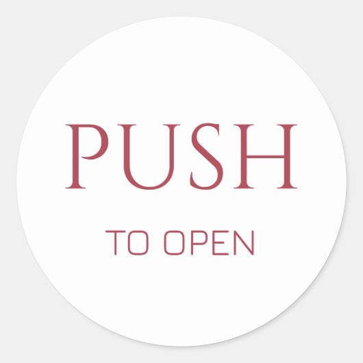 Pink Push to Open Door Sign ラウンドシール (正面)