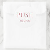 Pink Push to Open Door Sign ラウンドシール (バッグ)
