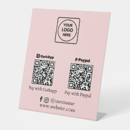 Pink QR Code | Cash App PayPal Scan to Pay Logo 台座サイン