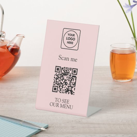Pink QR Code Menu | Modern Contactless Logo  台座サイン (インサイチュ)