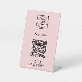 Pink QR Code Menu | Modern Contactless Logo 台座サイン