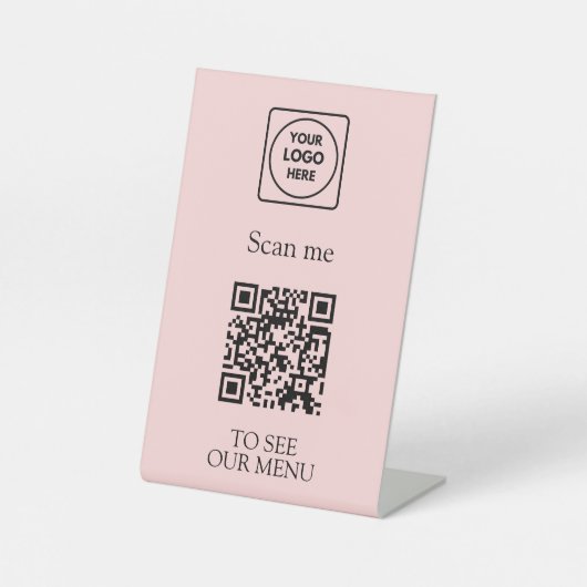 Pink QR Code Menu | Modern Contactless Logo  台座サイン (正面)