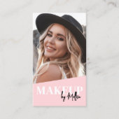 Pink QR Code Photo Makeup Vertical 名刺 (正面)
