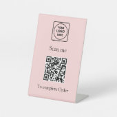 Pink QR Code | Scan-to-Order Custom Business Logo 台座サイン (正面)