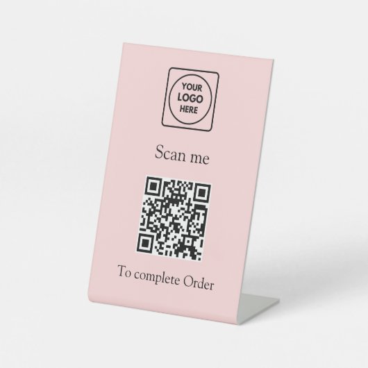 Pink QR Code | Scan-to-Order Custom Business Logo 台座サイン (正面)