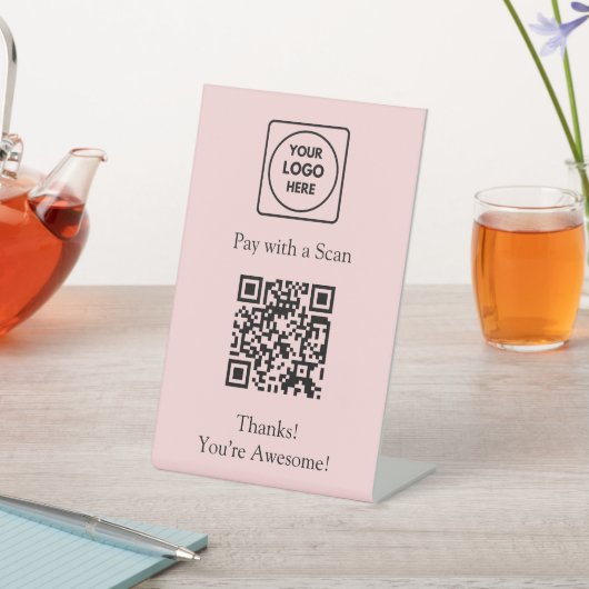 Pink QR Code | Scan to Pay Custom Business Logo 台座サイン (インサイチュ)