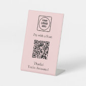 Pink QR Code | Scan to Pay Custom Business Logo 台座サイン (正面)