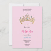 Pink queen crown birthday party invitation 招待状 (正面)