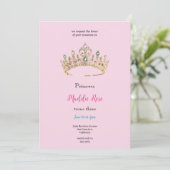 Pink queen crown birthday party invitation 招待状 (スタンド正面)