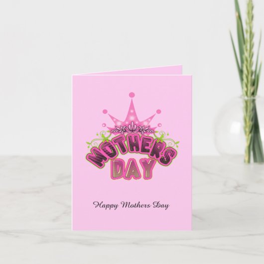 Pink Queen Crown mothers day Folded Note Card ノートカード (正面)