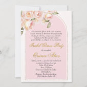 Pink Quinceエレガントへの招待スペインの 招待状 (正面)