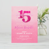 Pink Quinceañera 15th birthday invitation 招待状 (スタンド正面)