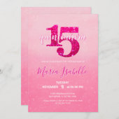 Pink Quinceañera 15th birthday invitation 招待状 (正面/裏面)