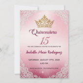 Pink Quinceañera Invitations 招待状 (正面)