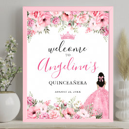 Pink Quinceanera Welcome Sign ポスター