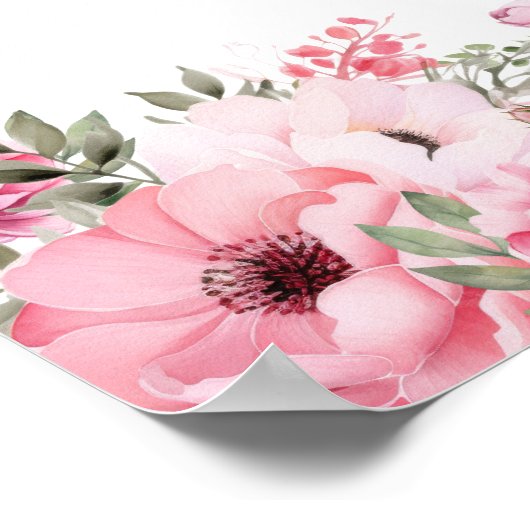 Pink Quinceanera Welcome Sign ポスター (角)