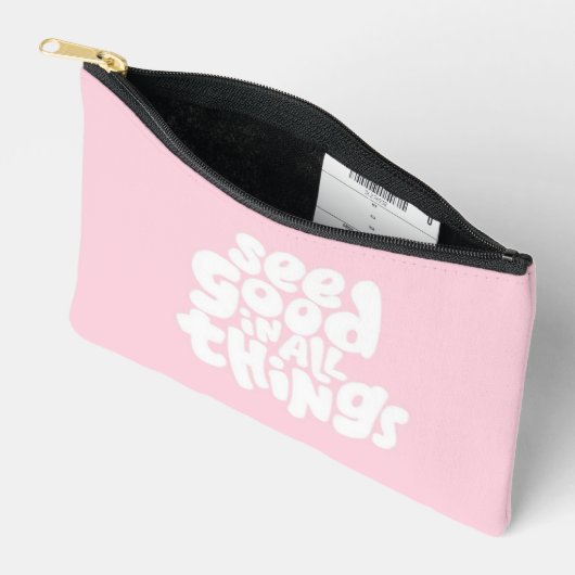 Pink quotes Makeup/ Skincare Print Cut Sew Bag アクセサリーポーチ (見開き)
