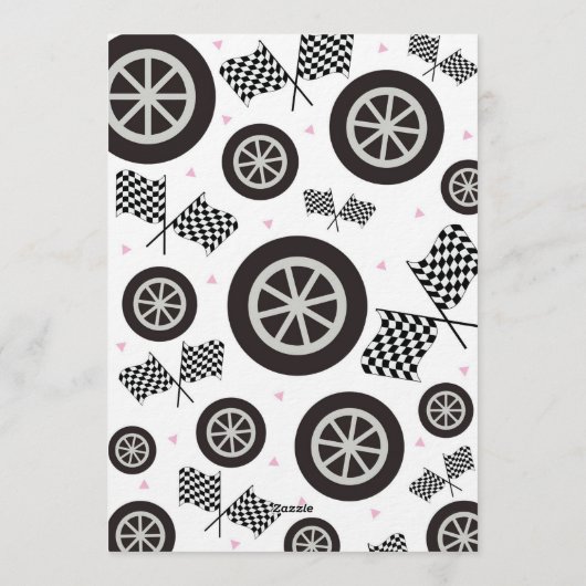 Pink Race Car Birthday Party 招待状 (裏面)