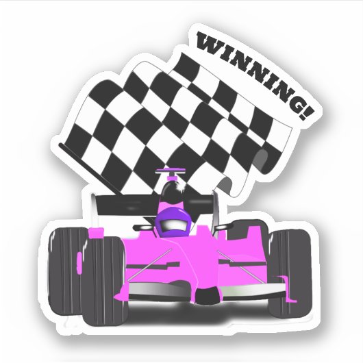 Pink Race Car - Checkered Flag Sports シール (正面)