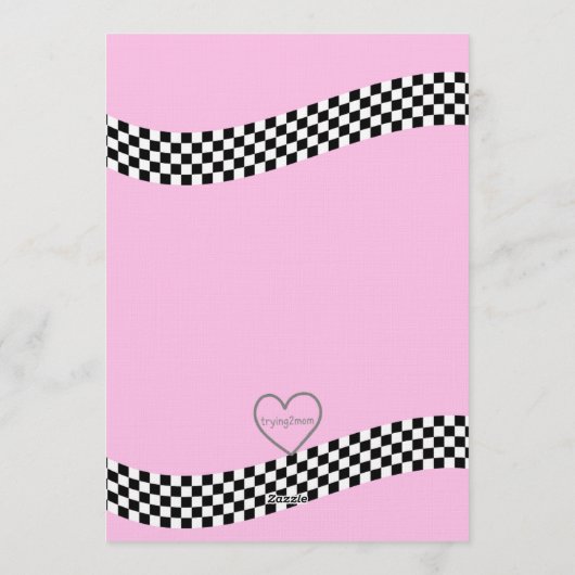 Pink Racecar, Can't Catch Me 3rd Birthday 招待状 (裏面)