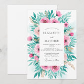 Pink Radiant Spring Wedding 招待状 (正面/裏面)