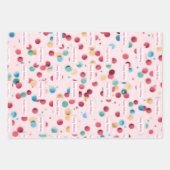 Pink Rainbow and Confetti First Birthday ラッピングペーパーシート (正面2)