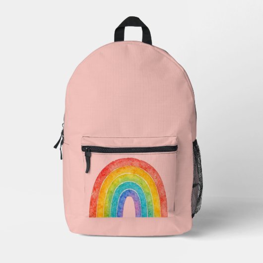 Pink Rainbow Backpack. プリントバックパック (正面)