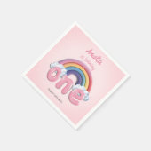 Pink Rainbow One First Birthday スタンダードカクテルナプキン (角)