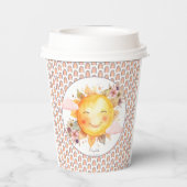Pink Rainbow Pattern Floral Boho Sun Baby Shower 紙コップ (裏面)