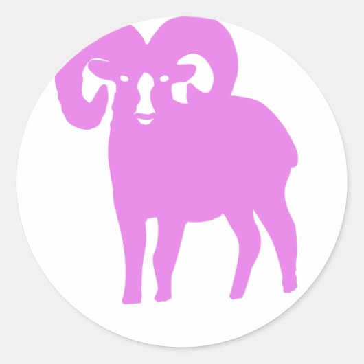 Pink Ram Silhouette ラウンドシール (正面)
