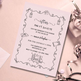 Pink Ramadan Bow doodle ramadan iftar invitations 招待状