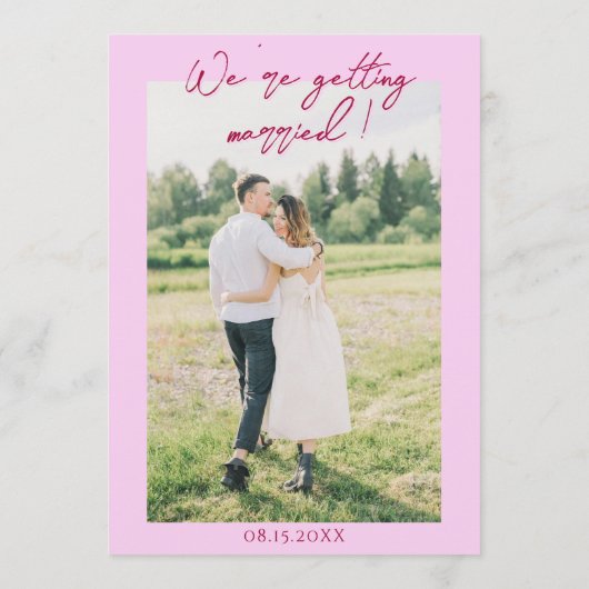 Pink Raspberry Drawn Floral Garden Photo Wedding   招待状 (裏面)