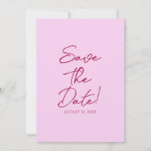Pink Raspberry Drawn Floral Garden Save The Date セーブザデート (正面)