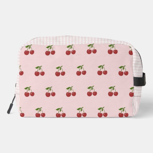 Pink Re Cherry Gingham Pattern Simple Fruit ドップキット (裏面)