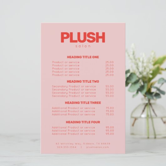 Pink & Redはっきりした Business Serviceのモダン価格表 (スタンド正面)