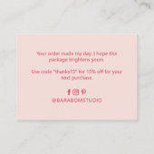 Pink & Redシンプル Businessモダン Card 名刺 (裏面)